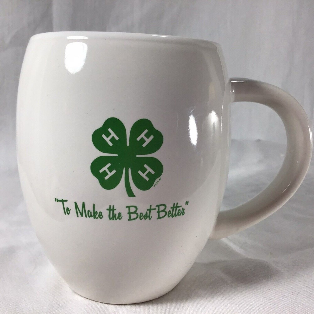4-H 4H Club Clover To Make The Best Better White Green 14 Oz Mug Livestock - Picture 1 of 5